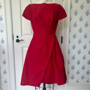 Carolina Herrera Fit & Flare Silk Red Dress Women’s Size 2